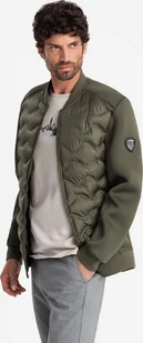 Kurtka męska Ombre Kurtka bomberka męska z pikowanym wzorem ciemnooliwkowa V3 OM-JALP-0141 XXL - Kurtki męskie - miniaturka - grafika 1