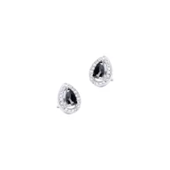 Biżuteria dla dzieci - Srebrne Kolczyki 925 Kropla Czarna Cyrkonia - miniaturka - grafika 1