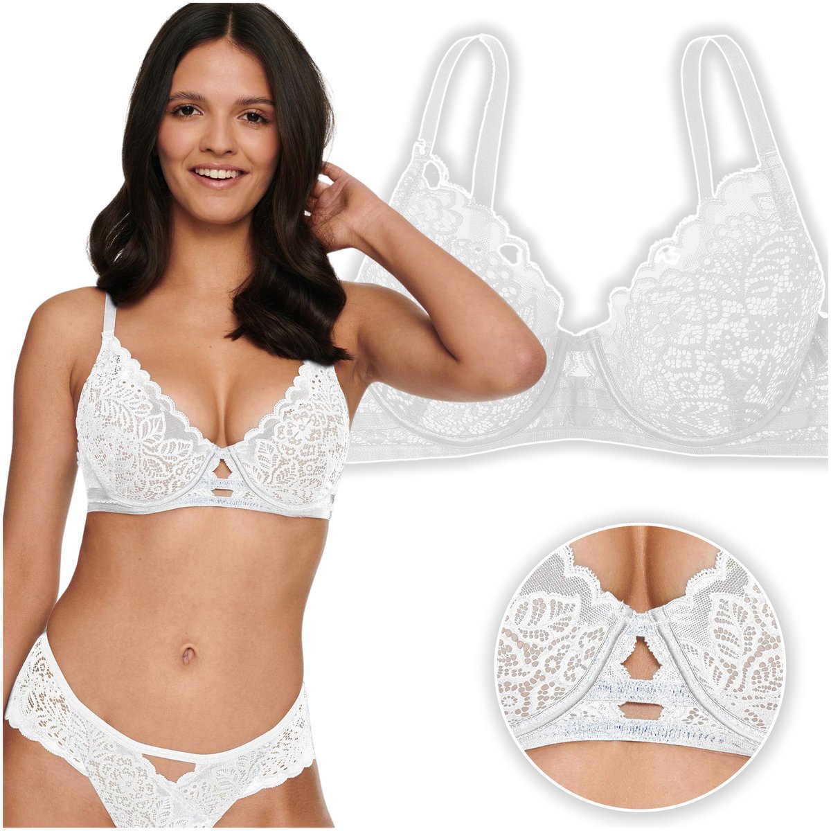 Henderson Biustonosz Push-up Damski Hint Biały Rozmiar 75B