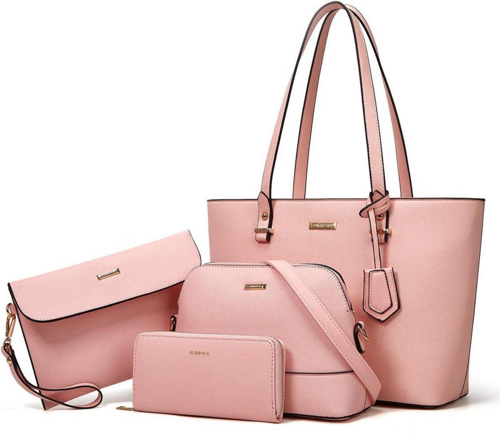 YTL Torebka damska Tote Shopper Torba na ramię 4-częściowy zestaw różowy