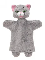 Maskotki i pluszaki - Pacynka pluszowy szary kotek, 26 cm, idealny do zabawy i przedstawień, miły plusz, wykonany ręcznie w Czechach - miniaturka - grafika 1