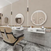 Meble fryzjerskie - Konsola konsoleta fryzjerska lustro LED 120x120 - miniaturka - grafika 1