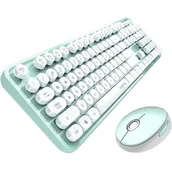 Zestawy myszka + klawiatura - Bezprzewodowy zestaw klawiatura + myszka MOFII Sweet 2.4G (Biało-Zielony) - miniaturka - grafika 1