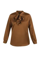 Bluzki damskie - Abrel Damska bluzka z długim rękawem 81232262, brązowa, M, brązowy, M - miniaturka - grafika 1