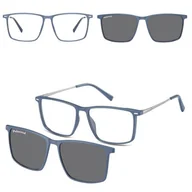 Okulary korekcyjne, oprawki, szkła - Prostokątne okulary pod korekcję z polaryzacyjną Nakładką przeciwsłoneczną na magnes CLIP-TRC-196B-1 - miniaturka - grafika 1