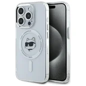 Etui i futerały do telefonów - Karl Lagerfeld KLHMP15LHLSCHH iPhone 15 Pro 6.1" biały/white hardcase IML Metal Choupette Head MagSafe - miniaturka - grafika 1