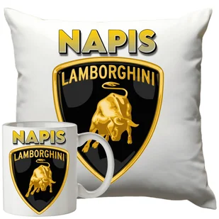 Kubek Poduszka Lamborghini 330ml 40x40cm z Napisem Zestaw Motoryzacyjny - Gadżety dla niej i dla niego - miniaturka - grafika 1