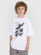 Koszulki dla dziewczynek - 4F T-shirt regular z nadrukiem dziecięcy - biały 122/128 (6-8 lat) - miniaturka - grafika 1