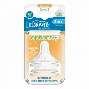 Dr Brown''s smoczek Options+ szeroki 3m+ 2szt - Smoczki do butelek - miniaturka - grafika 1