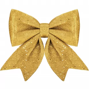 Kokardka na choinkę brokatowa 20 cm ozdoba świąteczna zawieszka złota - Bombki - miniaturka - grafika 1