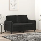 Sofy i kanapy - Sofa 2-osobowa, czarna, 120 cm, tapicerowana aksamitem Lumarko! - miniaturka - grafika 1