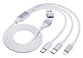 Kable USB - 3mk Hyper Cable 3w1 USB-A/C do USB-C/microUSB/Lightning 1.5m biały - miniaturka - grafika 1