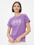 Koszulki i topy damskie - Helly Hansen T-Shirt Logo 34112 Fioletowy Regular Fit - miniaturka - grafika 1