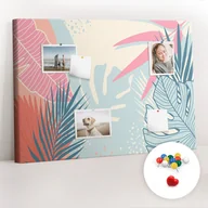 Tablice i flipcharty - Organizer, Tablica korkowa 100x70 cm + Kolorowe Pinezki - Pastelowe liście - miniaturka - grafika 1