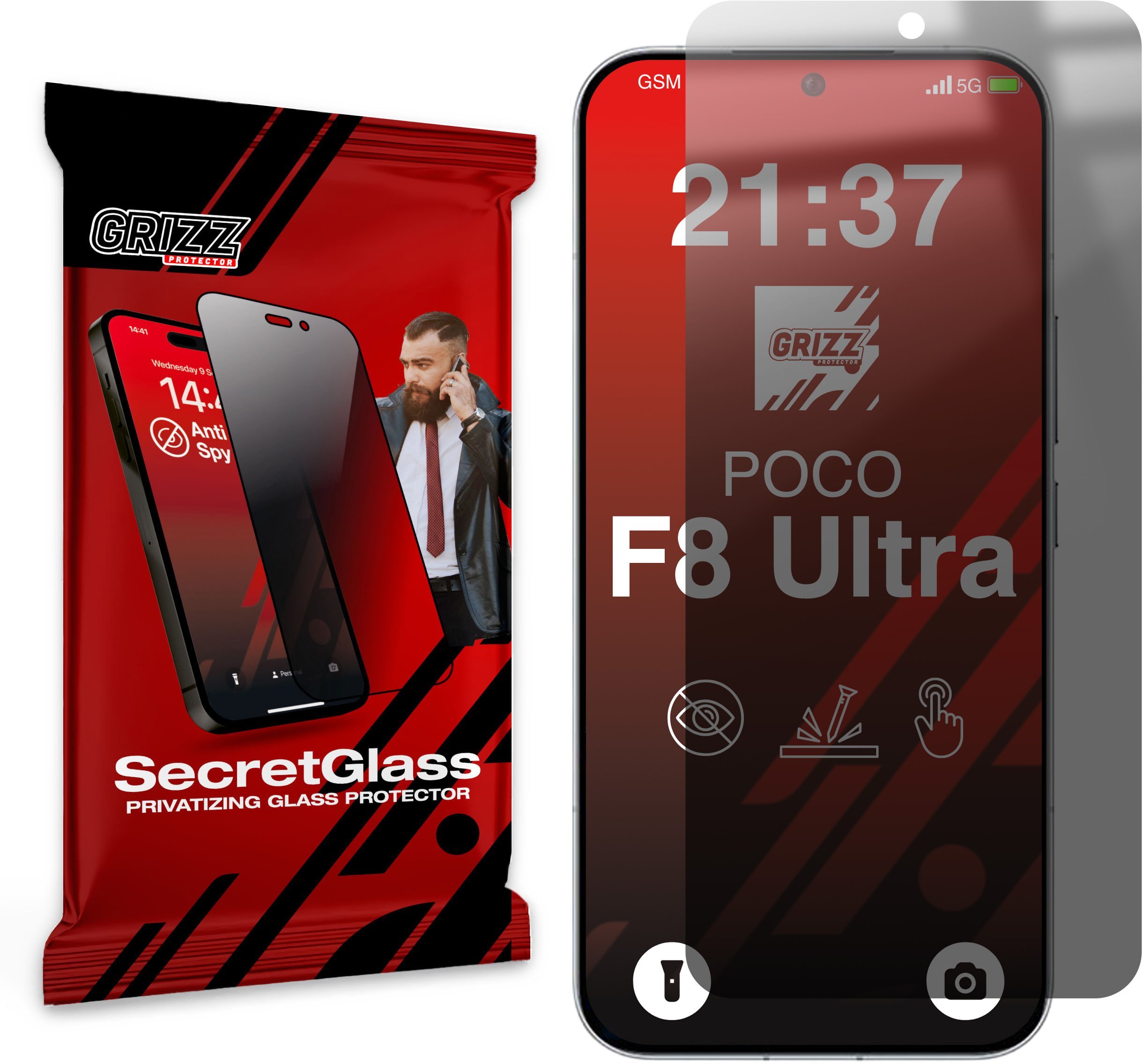 Matowe szkło prywatyzujące GrizzGlass SecretGlass do Xiaomi POCO F8 Ultra