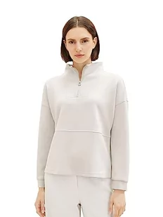 TOM TAILOR Damska bluza Troyer, 16339-Clouds Grey, XXL - Bluzy damskie - miniaturka - grafika 1