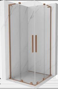 Mexen Velar L Duo kabina prysznicowa rozsuwana 80x80 cm, transparent, miedź szczotkowana - 871-080-080-02-03-65 - Kabiny prysznicowe - miniaturka - grafika 1