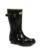 Kozaki damskie - Hunter Kalosze Original Gloss Short WFS1000RGL Czarny - miniaturka - grafika 1