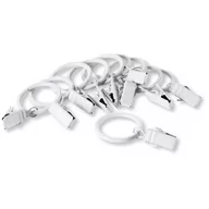 Akcesoria do wystroju okien - Kółko z żabką i haczykiem dla 16 - 20 mm, biały z połyskiem, 10 szt. - miniaturka - grafika 1