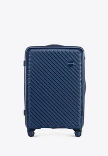 Średnia walizka z polipropylenu w tłoczone paski granatowa - Walizki Średnia walizka z polipropylenu w tłoczone paski granatowa - Walizki - miniaturka - grafika 1