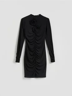 Reserved - Sukienka z marszczeniami - czarny - Sukienki - miniaturka - grafika 1