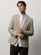Kurtki męskie - Reserved - Marynarka slim fit z wiskozą - brązowy - miniaturka - grafika 1