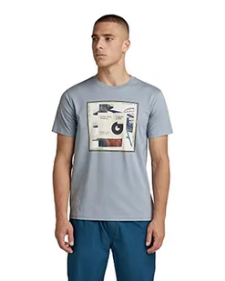 G-STAR RAW Męski t-shirt Scarf Photoprint R T, Niebieski (Ash Blue 336-5304), M - Koszulki męskie - miniaturka - grafika 1