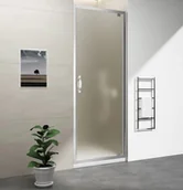 Ścianki i drzwi prysznicowe - GELCO Drzwi prysznicowe uchylne SIGMA SIMPLY 80x190 chrom szkło matowe BRICK z powłoką Coated Glass GS3888F - miniaturka - grafika 1