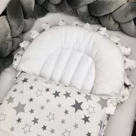 Śpiworki dla dzieci - Becik, Rożek niemowlęcy z falbanką Gwiezdny Pył szary Bawełna - miniaturka - grafika 1