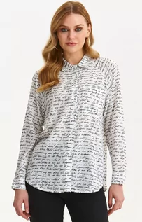 Koszule damskie - Biała koszula damska z napisami SKL3500, Kolor biały-wzór, Rozmiar 34, Top Secret - Primodo.com - grafika 1