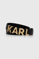 Paski - Karl Lagerfeld pasek skórzany damski kolor czarny - miniaturka - grafika 1