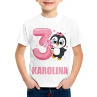 Koszulki dla chłopców - Koszulka na trzecie urodziny pingwinek - miniaturka - grafika 1