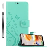 Etui i futerały do telefonów - Cadorabo pokrowiec na LG K61 w kolorze FLORAL TURQUOISE pokrowiec ochronny w kwiatowy wzór z zapięciem magnetycznym, funkcją podstawki i kieszeniami na karty etui z klapką w kwiaty etui na telefon komórkowy etui na książkę - miniaturka - grafika 1
