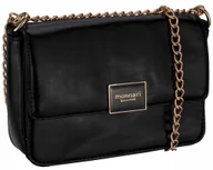 Torebki damskie - TOREBKA CZARNA MONNARI WIZYTOWA ŁAŃCUSZEK LOGO - miniaturka - grafika 1