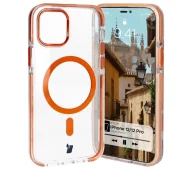 Etui i futerały do telefonów - Bizon Etui z pierścieniem magnetycznym Case Marco do iPhone 12 Pro / 12, przezroczyste z pomarańczową ramką - miniaturka - grafika 1