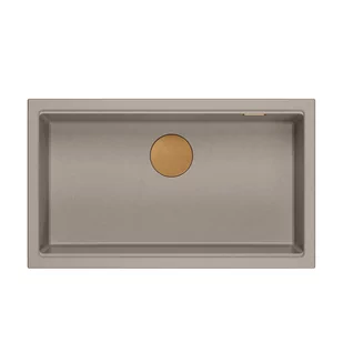 DASH 110 GraniteQ zlewozmywak soft taupe 76x44x23,5 cm 1-komorowy wpuszczany z syfonem manualnym miedziany - Zlewozmywaki - miniaturka - grafika 1