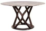 Stoły - Okrągły stół z marmurowym blatem i drewnianą podstawą 135x76 cm VA05 - miniaturka - grafika 1