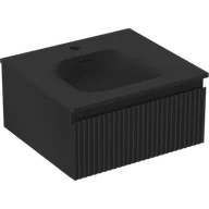 Szafki łazienkowe - Mexen Rivel szafka łazienkowa 50 cm z umywalką Vela, 1 szuflada, ryflowana , czarna mat - 91A20-05023-1-BF71-W23M71 - miniaturka - grafika 1