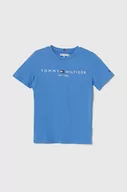 Koszulki dla chłopców - Tommy Hilfiger t-shirt bawełniany dziecięcy kolor niebieski z nadrukiem - miniaturka - grafika 1