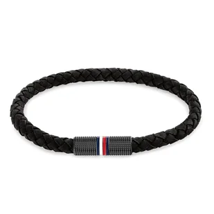 Tommy Hilfiger Biżuteria Męska: Czarna Bransoletka Z Logo - Elegancki Dodatek Dla Mężczyzn - Bransolety męskie - miniaturka - grafika 1