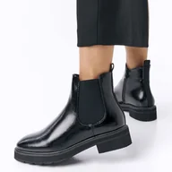 Botki damskie - Czarne botki damskie Sergio Leone Bt560 Lakier - miniaturka - grafika 1