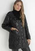 Kurtki damskie - Czarna Kurtka z Geometrycznym Pikowaniem i Kapturem Cala - miniaturka - grafika 1