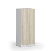 Szafki BHP - Szafa ubraniowa obniżona, 2-drzwiowa, 1500 x 600 x 500 mm, zamek cylindryczny, drzwi laminowane, dąb naturalny - miniaturka - grafika 1