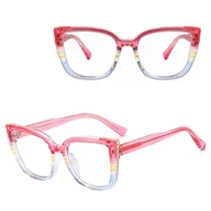 Okulary korekcyjne, oprawki, szkła - Damskie okulary kocie oczy zerówki do komputera BLUE LIGHT 25146E - miniaturka - grafika 1