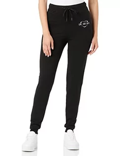 Spodnie damskie - Love Moschino Damskie spodnie Slim Fit Jog with Brand Heart Olographic Print Casual Pants, czarny, 38 - grafika 1