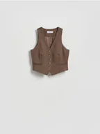 Marynarki i żakiety damskie - Reserved - Garniturowa kamizelka z wiskozą - brązowy - miniaturka - grafika 1