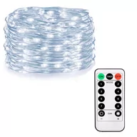 Oświetlenie świąteczne - Lampki choinkowe 50 led na baterie z pilotem druciki mikro biały zimny CL0102 - miniaturka - grafika 1