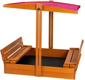 Place zabaw - Piaskownica czerwona z daszkiem 120 cm - T6-M87 - miniaturka - grafika 1