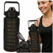 Shakery i bidony sportowe - TRESSARI Butelka motywacyjna 2000ml bidon z uchwytem na wodę BPA FREE duża - miniaturka - grafika 1