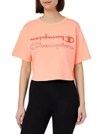 Koszulki i topy damskie - Champion Damska koszulka sportowa C-Sport Quick Dry Logo Boxy S/S, Flaming Kolor Różowy, S - miniaturka - grafika 1